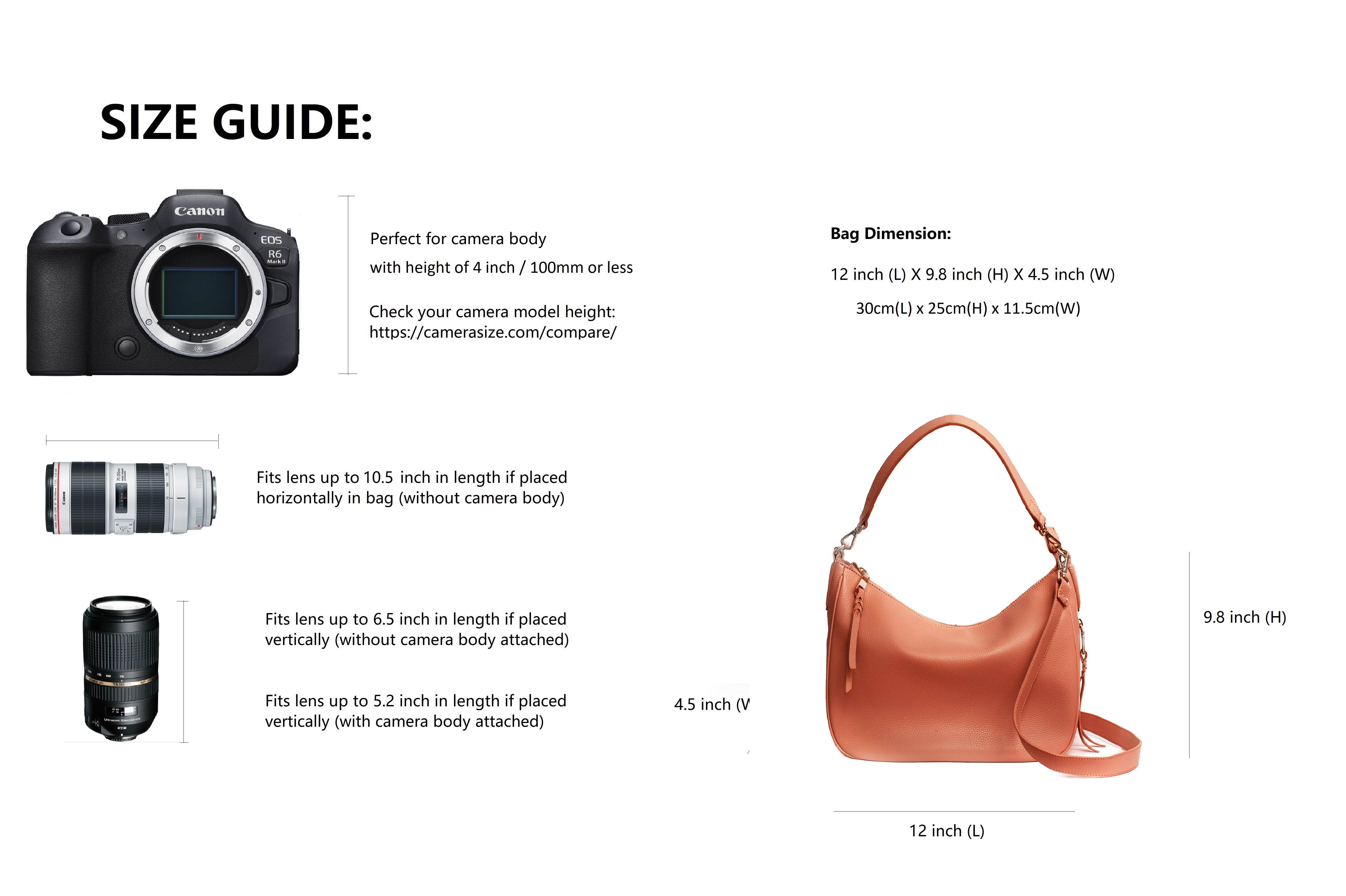 Madeline Pebbled Leather Hobo Bag, Camera Purse in Brown