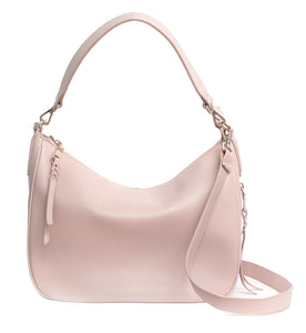 Madeline Pebbled leather Hobo Bag, Camera Purse in Pink