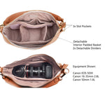 Madeline Pebbled Leather Hobo Bag, Camera Purse in Brown